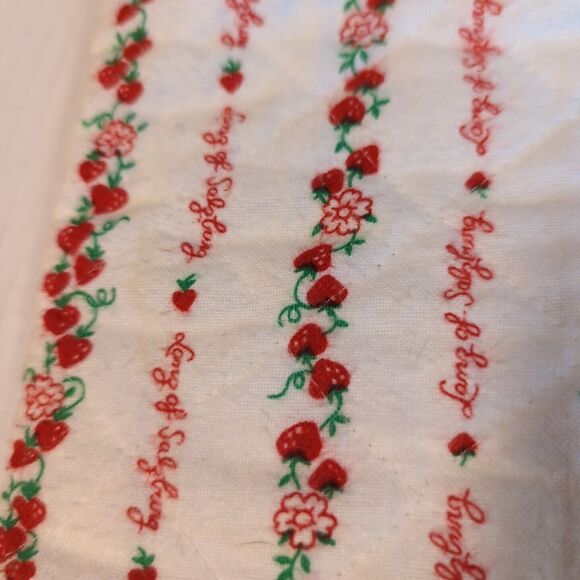 Lanz of Salzburg Christmas Stocking White Red Strawberries Flannel Fleece Vtg - Picture 3 of 6
